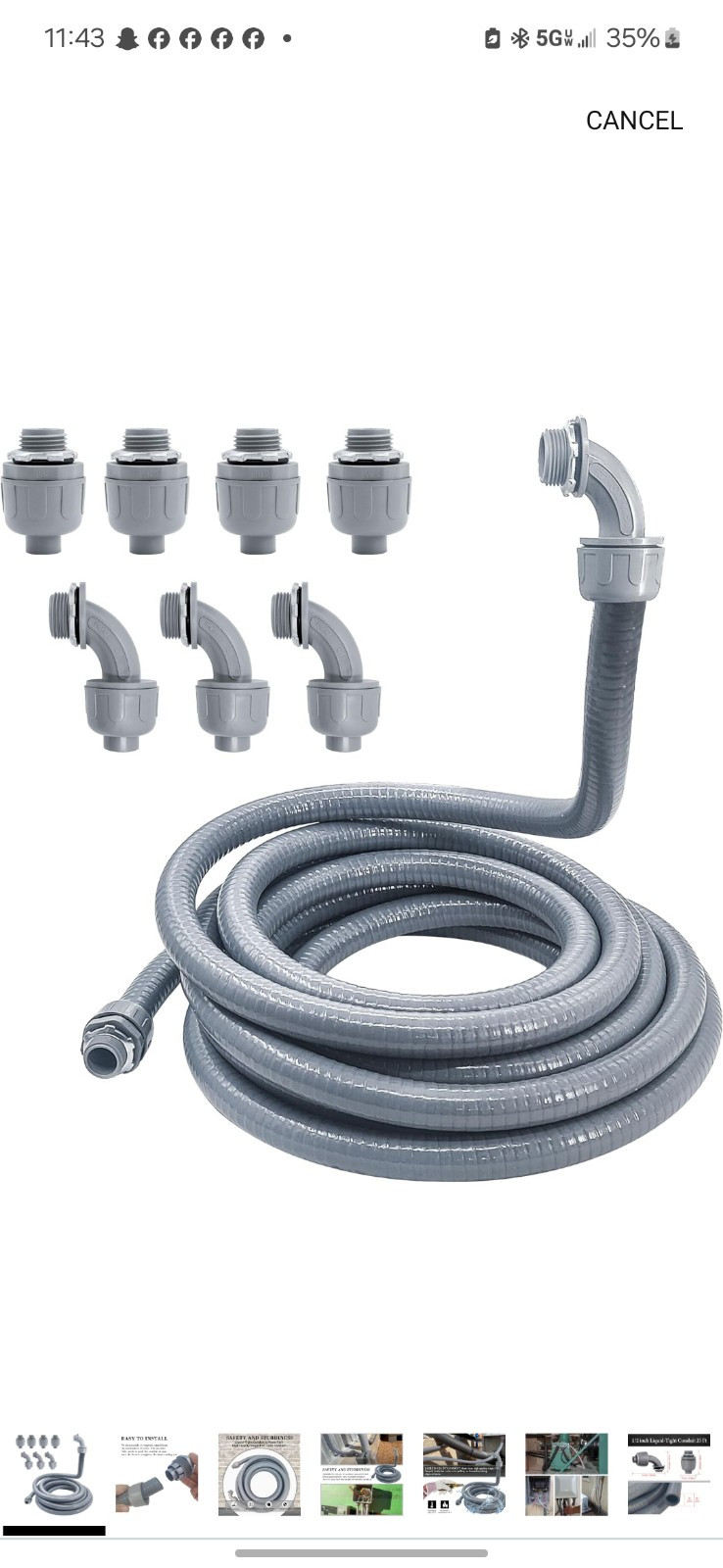 Liquid-Tight Conduit 1/2in 25 Ft Flexible Non Metallic Liquid Tight Electrical.