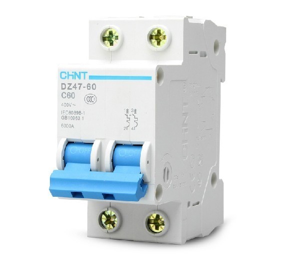 Pole Miniature Circuit Breaker DZ47-60 C60 AC230/400V 2P 60A Rated Current[SN-T]