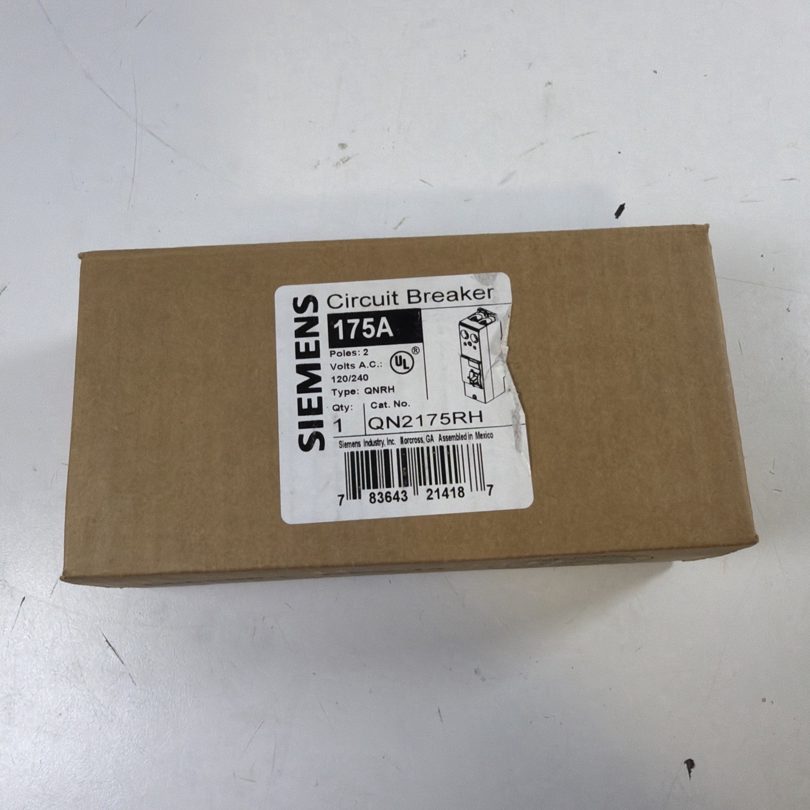 Siemens QN2175RH – 175A, 2 Pole, 120/240VAC Circuit Breaker Type QNRH-New In Box