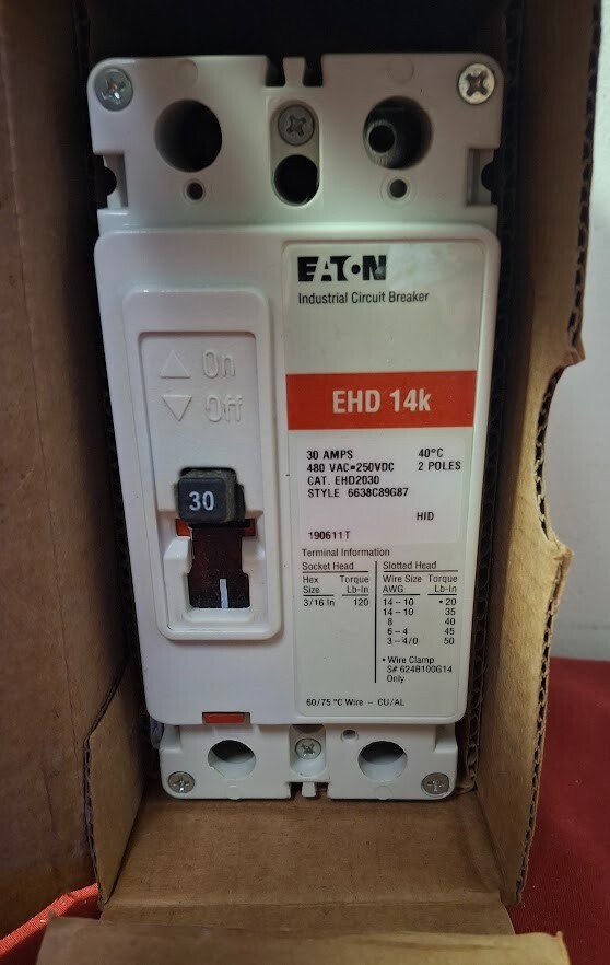 EATON EHD2030 30AMP 2P 480V Industrial Circuit Breaker New in Box SHIPS SAME DAY