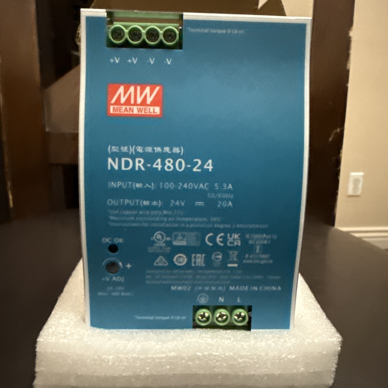 Mean Well NDR-480-24 AC/DC Single output Industrial DIN rail power supply – O…