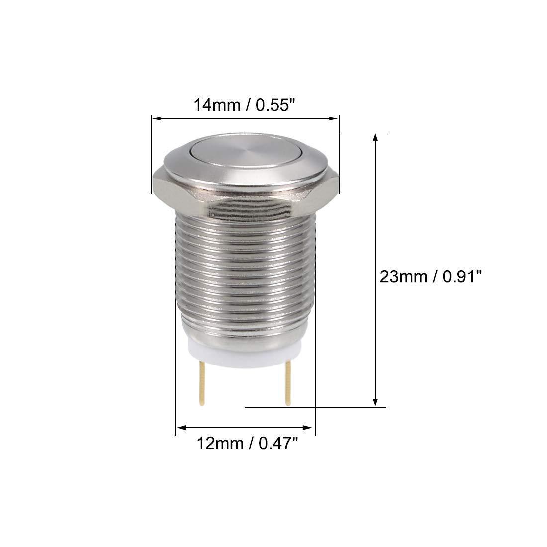 2 Pieces 12mm momentary push button switch Flat Head 3A 250V