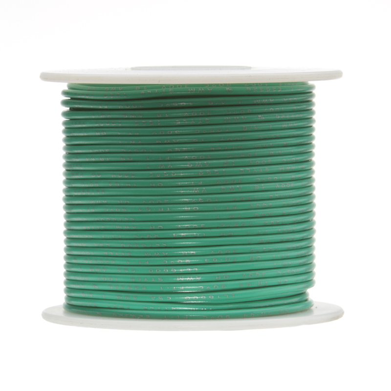 16 AWG Gauge Solid Hook Up Wire Green 100 ft 0.0508″ UL1007 300 Volts
