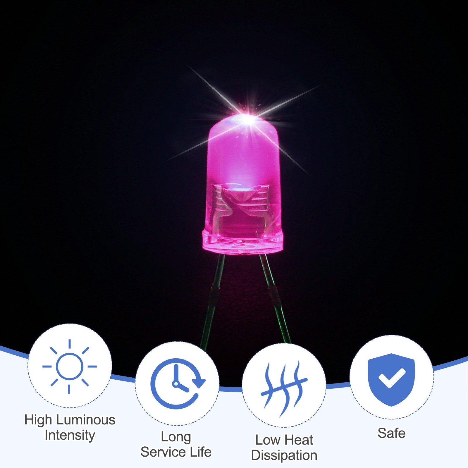 100pcs 5mm Luminous Color Purple(Colloid Color Transparent) LED Diode