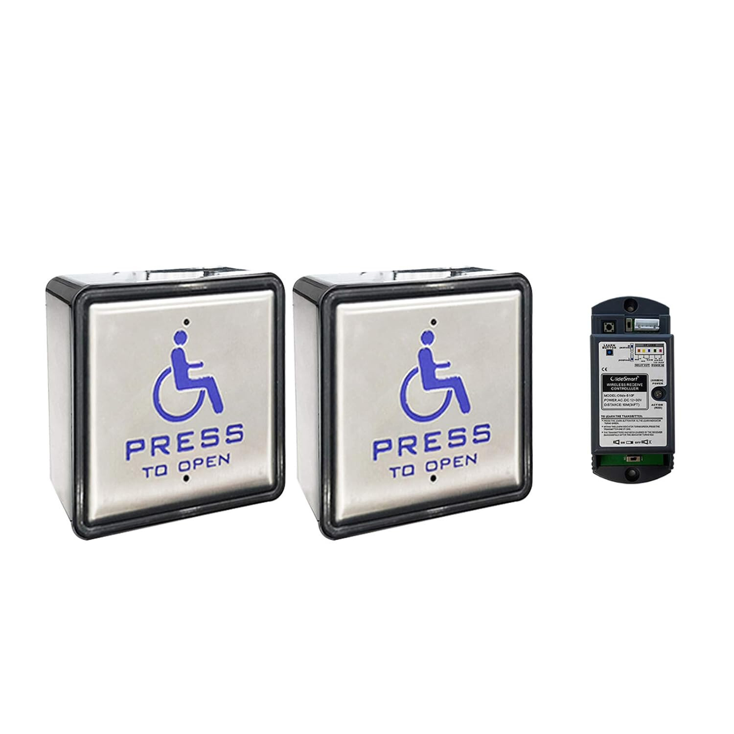Handicap Wireless Push Switch with Square Push Panel and 2.4G Frequency Receiver