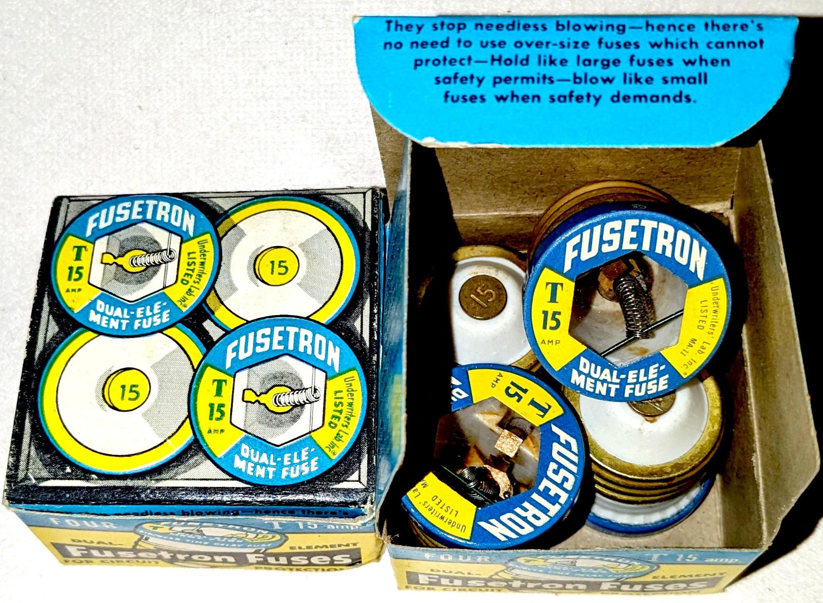 8 NOS Fusetron T15 Fuses Dual Element Time Delay Bussmann 15 Amp 15A T-15 Tested