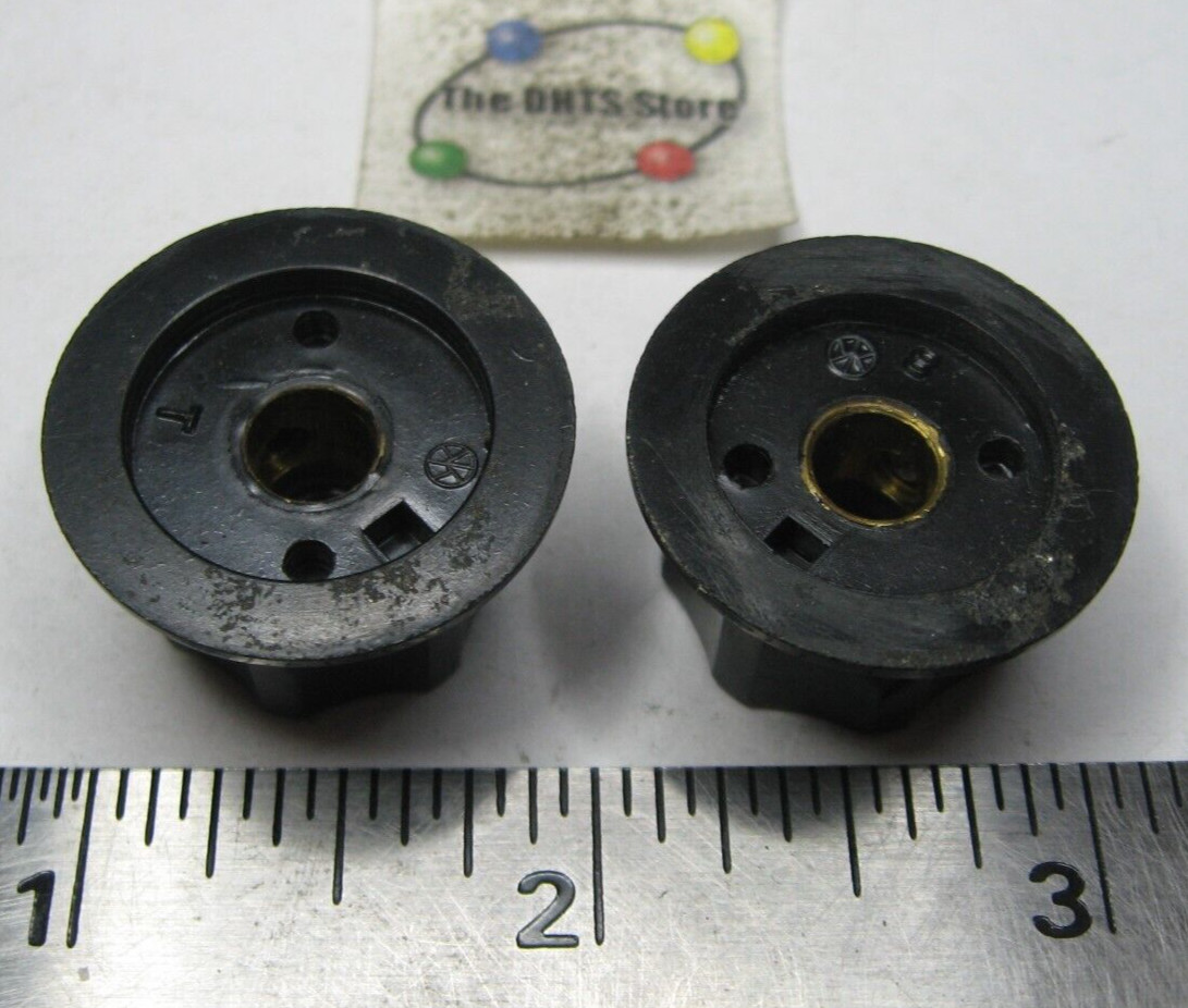 Equipment Knob Black Plastic w Brass Bushing 1″ Dia 1/2″ tall – USED Qty 2
