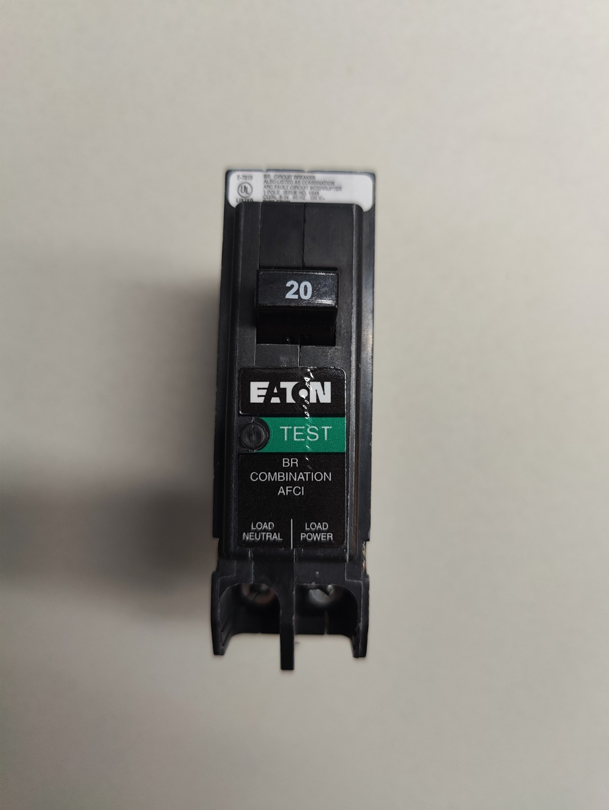 Eaton BRP120AF 20A Single Pole AFCI Arc Fault Plug On Circuit Breaker