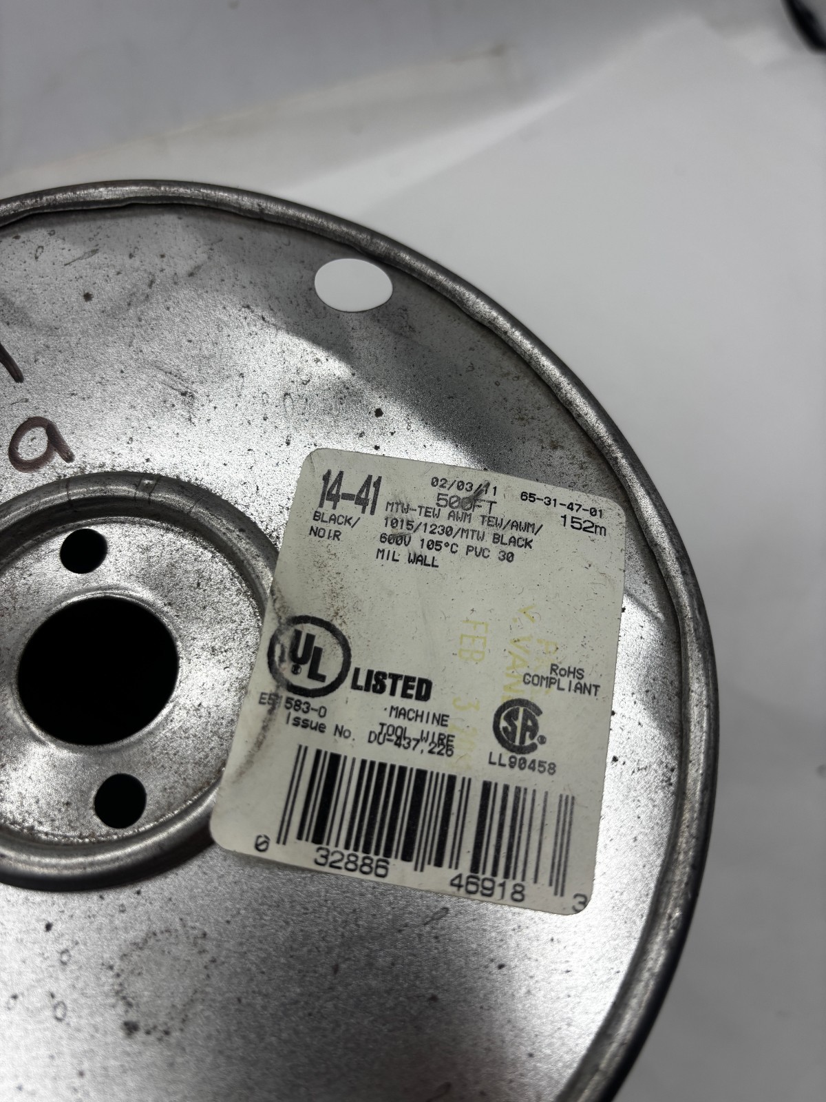MACHINE TOOL WIRE 240FT 5,11 LIBRA MTW-TEW AWM 14-41 BLACK / NOIR WIRE