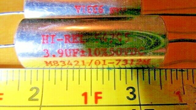 3.9uF 10% 50Vdc Sprague M83421/01-7312M JAN HI-REL Met-Polycarbonate Capacitor 1