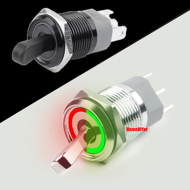 16mm LED Metal Toggle Switches On/Off 2 Positions Waterproof IP65 Button Switch