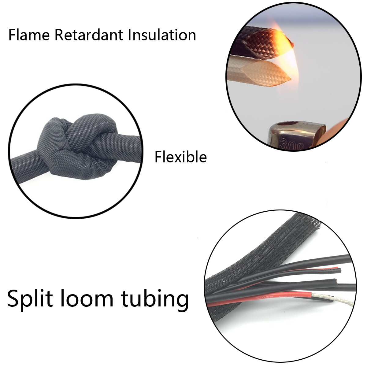 Wire Loom for High-Temperature Automotive Harness Wrap Cable Management 10/30ft