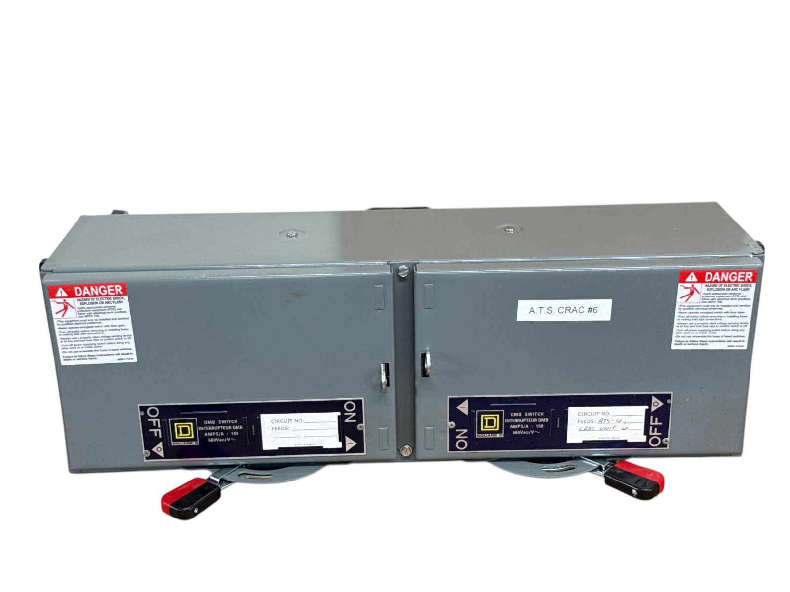 SQUARE D QMB363TWRK 100A 600V 3-POLE TWIN FUSIBLE QMB BRANCH SWITCH W/90A FUSES