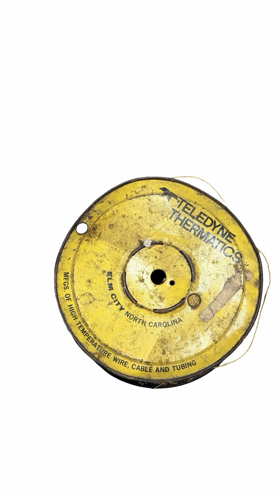 Vintage Teledyne Thermatics High Temperature Wire Cable Spool Yellow Wire USA