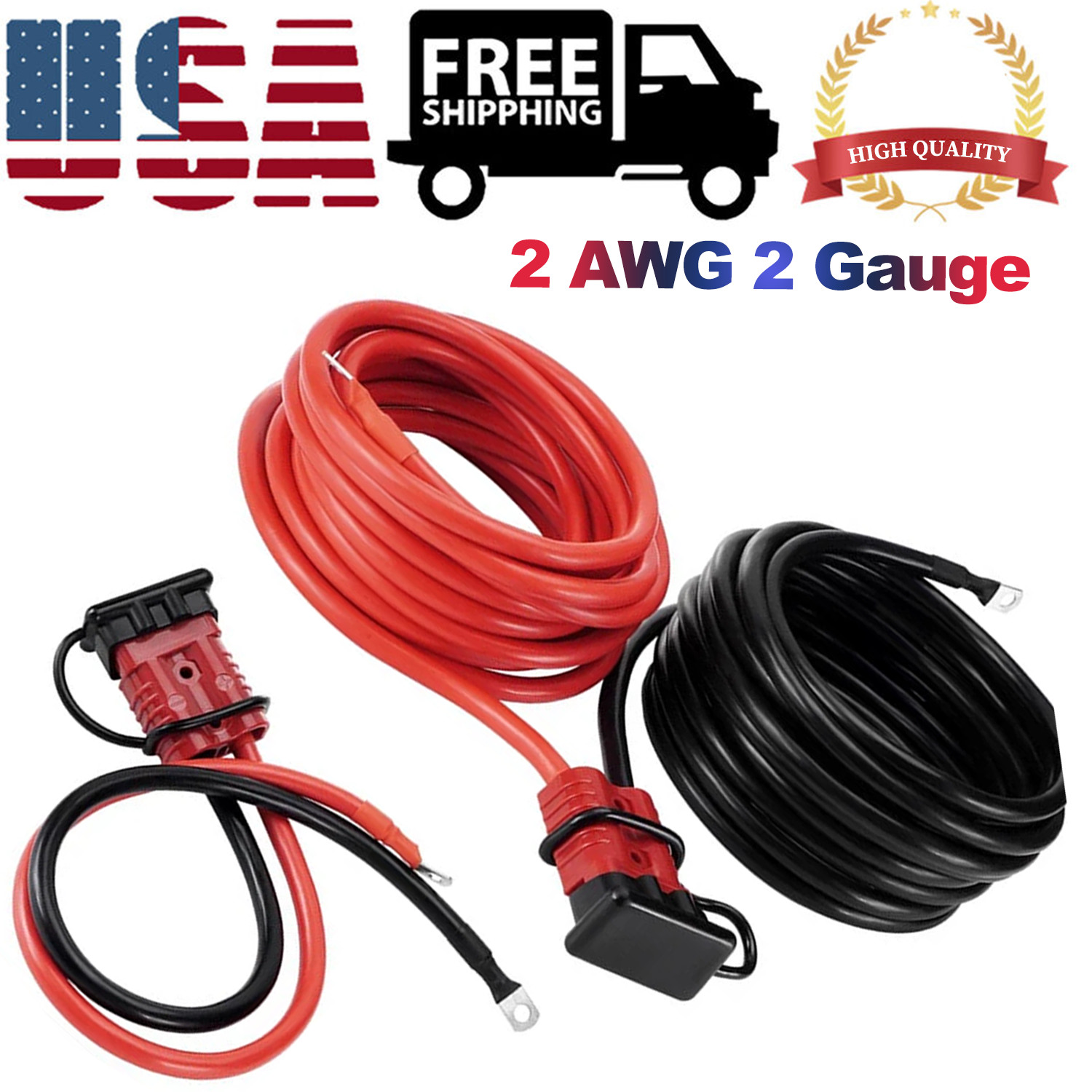 For Winch Trailer 24FT Quick Disconnect Winch Power Cable 2 Gauge 2 AWG Wiring