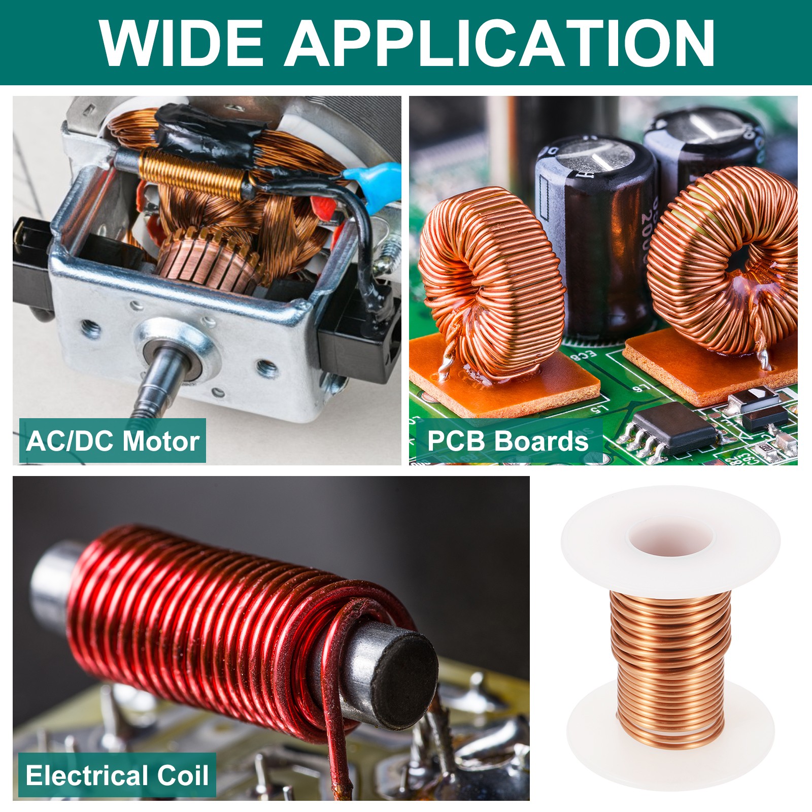 44 AWG Magnet Wire, 44 Gauge 4 oz Enameled Copper Wire, 155C(311F), Copper Color