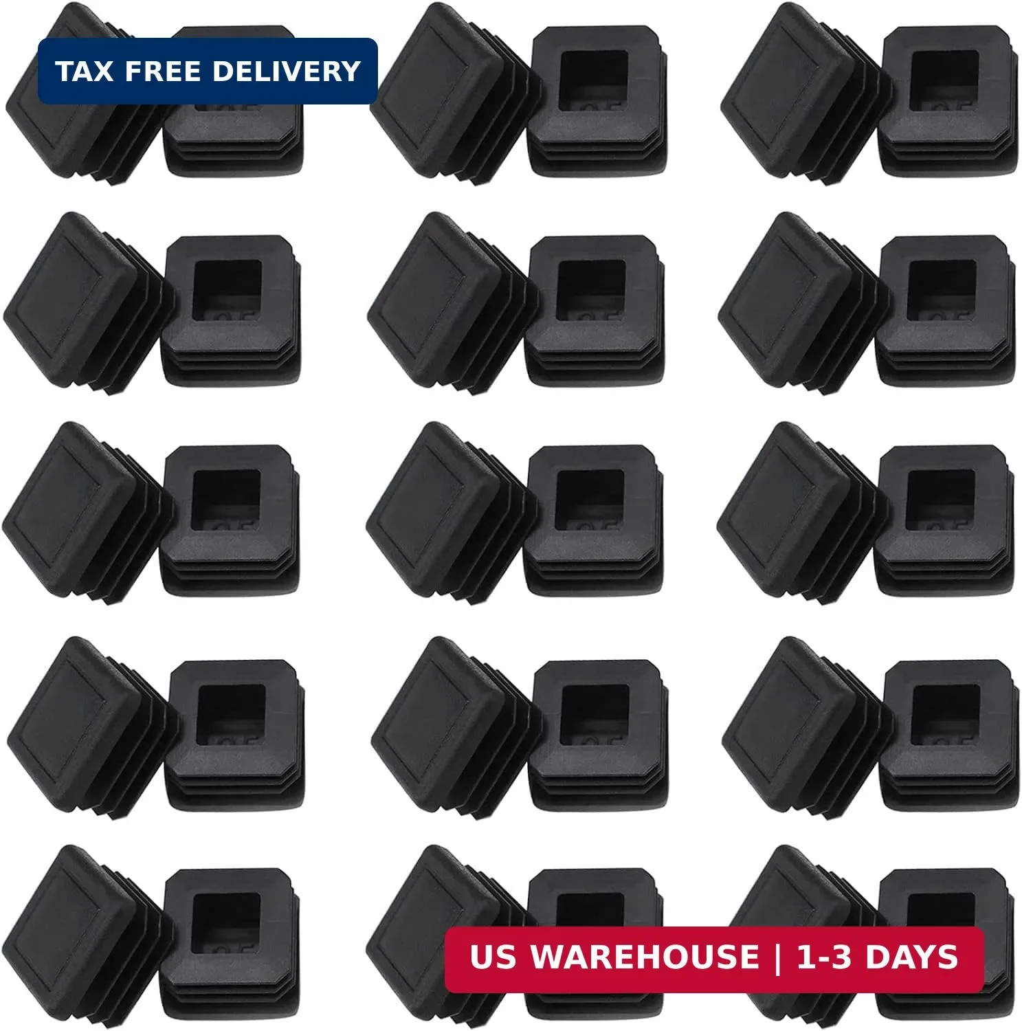 1″ Square Tubing End Caps, Plastic Square Plugs 25 mm x 25 mm for Chair Glide Fl