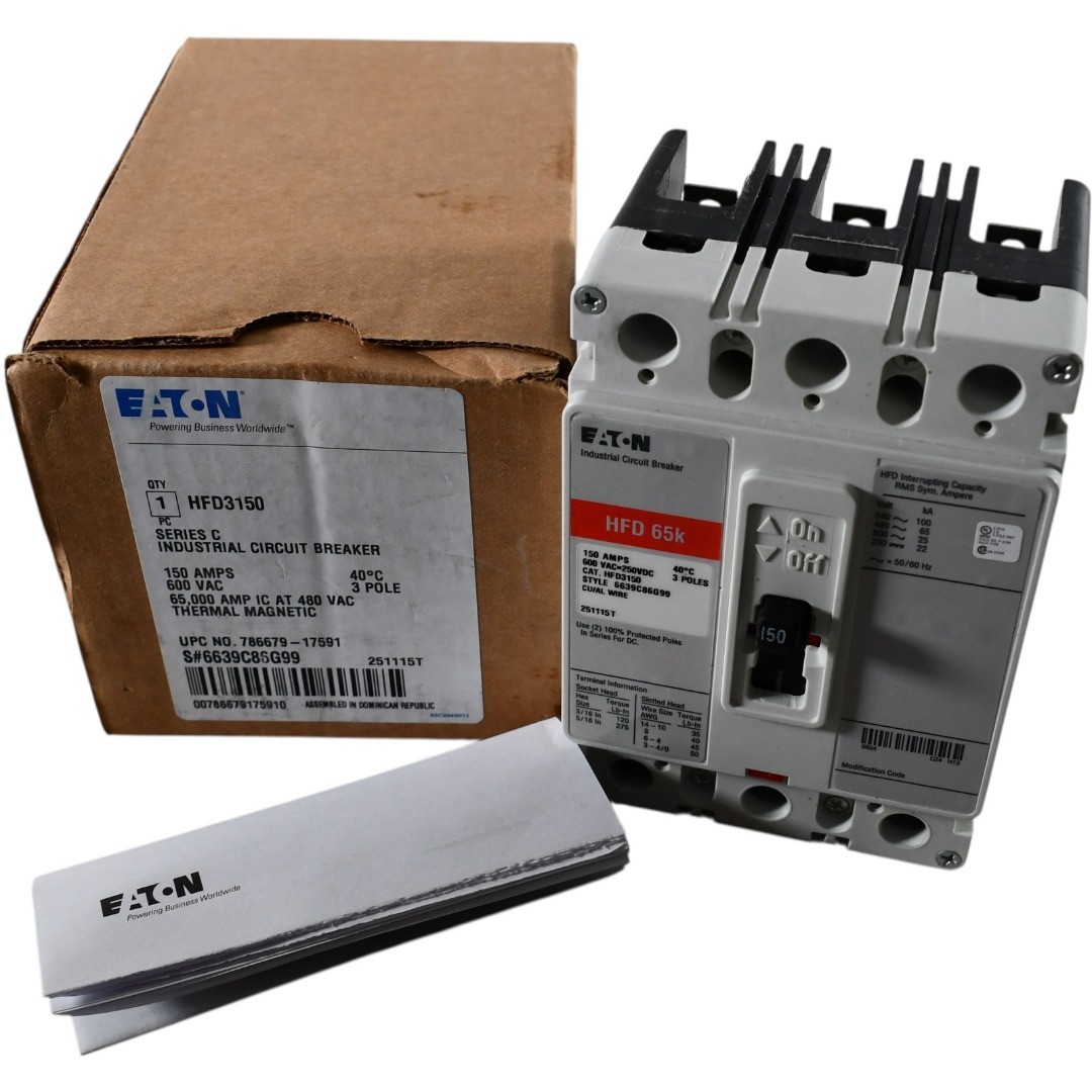 NEW Eaton HFD3150 Series C 3 Pole 150A Molded Case Circuit Breaker HFD 65k F Fra