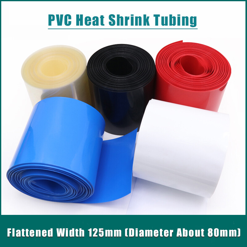 125mm Width PVC Heat Shrink Tubing Battery Cable Wire Wraps Sleeve Multicolor