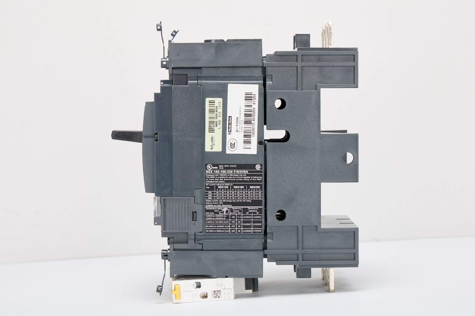 LV430775 Schneider Molded Case Circuit Breaker NSX160N MIC2.2 160A 3P 3D F, 690V