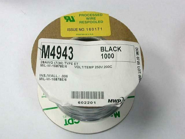 5meter (5M)-Manhattan/CDT M4943 28AWG Sliver-Plated Cooper TFE Wire – Black