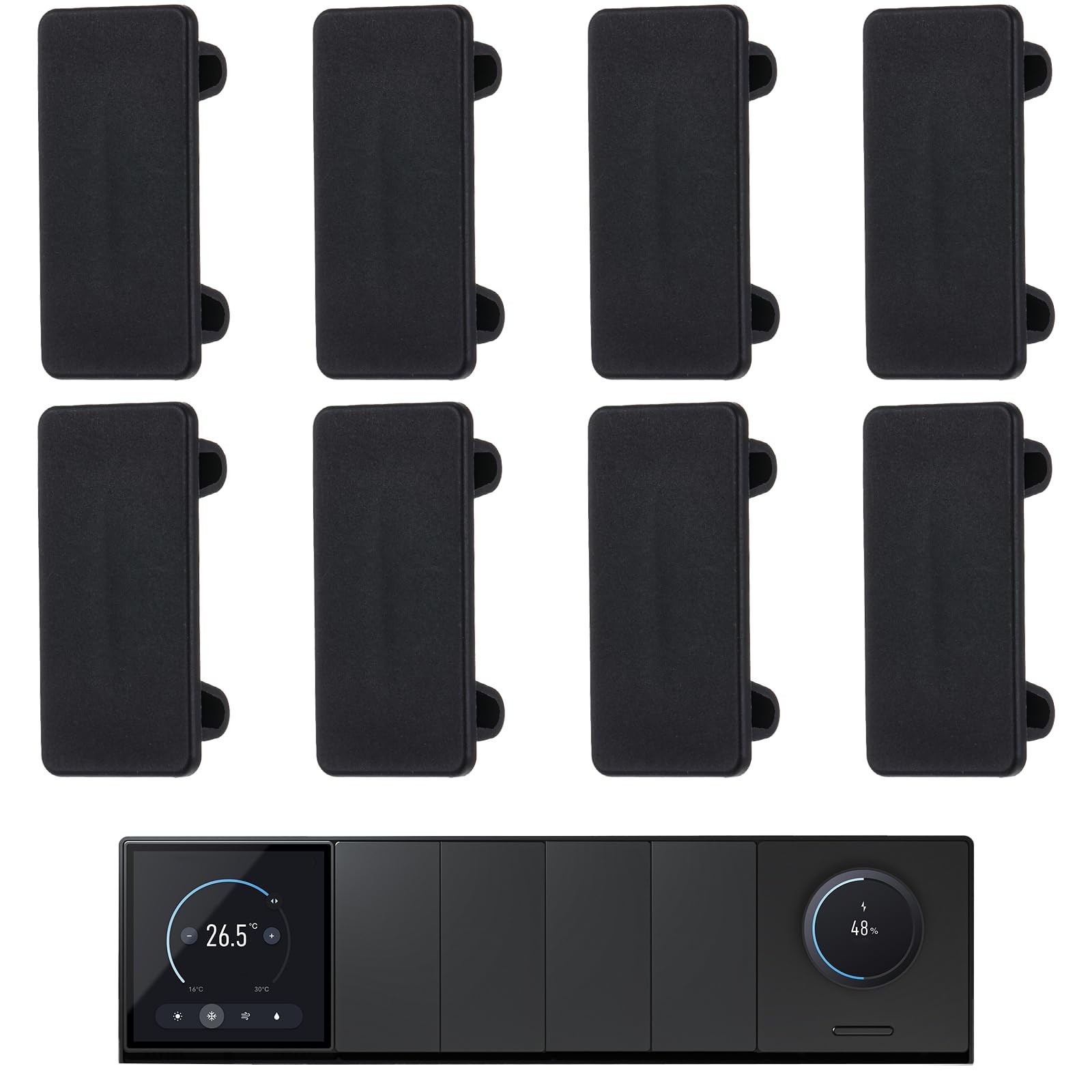 8pcs Rocker Switch Cover Black Blank Snap-in Hole Plug Cover…