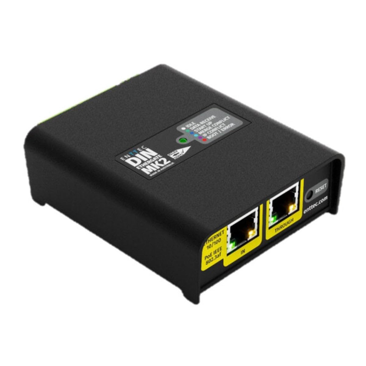 ENTTEC DIN Ethergate Mk2 POE 71031 2Universe Bi-Directional Ethernet to Dual DMX