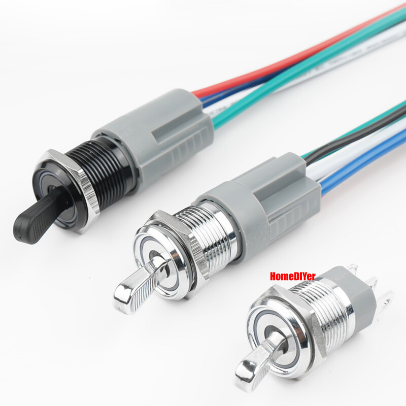 16mm LED Metal Toggle Switches On/Off 2 Positions Waterproof IP65 Button Switch