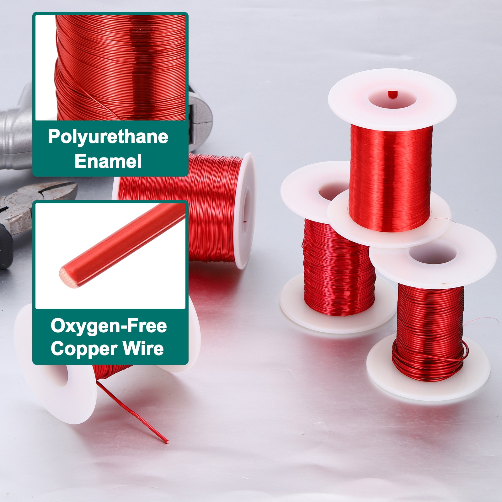 30 AWG Magnet Wire 2 oz Magnetic Coil Wire 155C(311F), Red,White