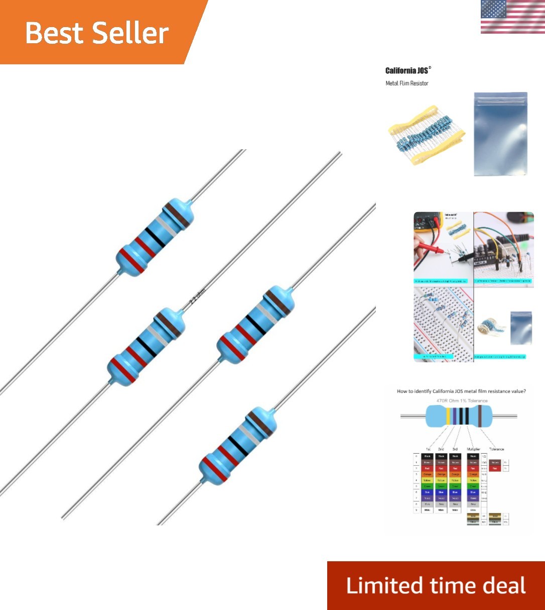 Moisture-Proof 100pcs 2.2Ω Resistors 1/4W ±1% Tolerance for Reliable Performance