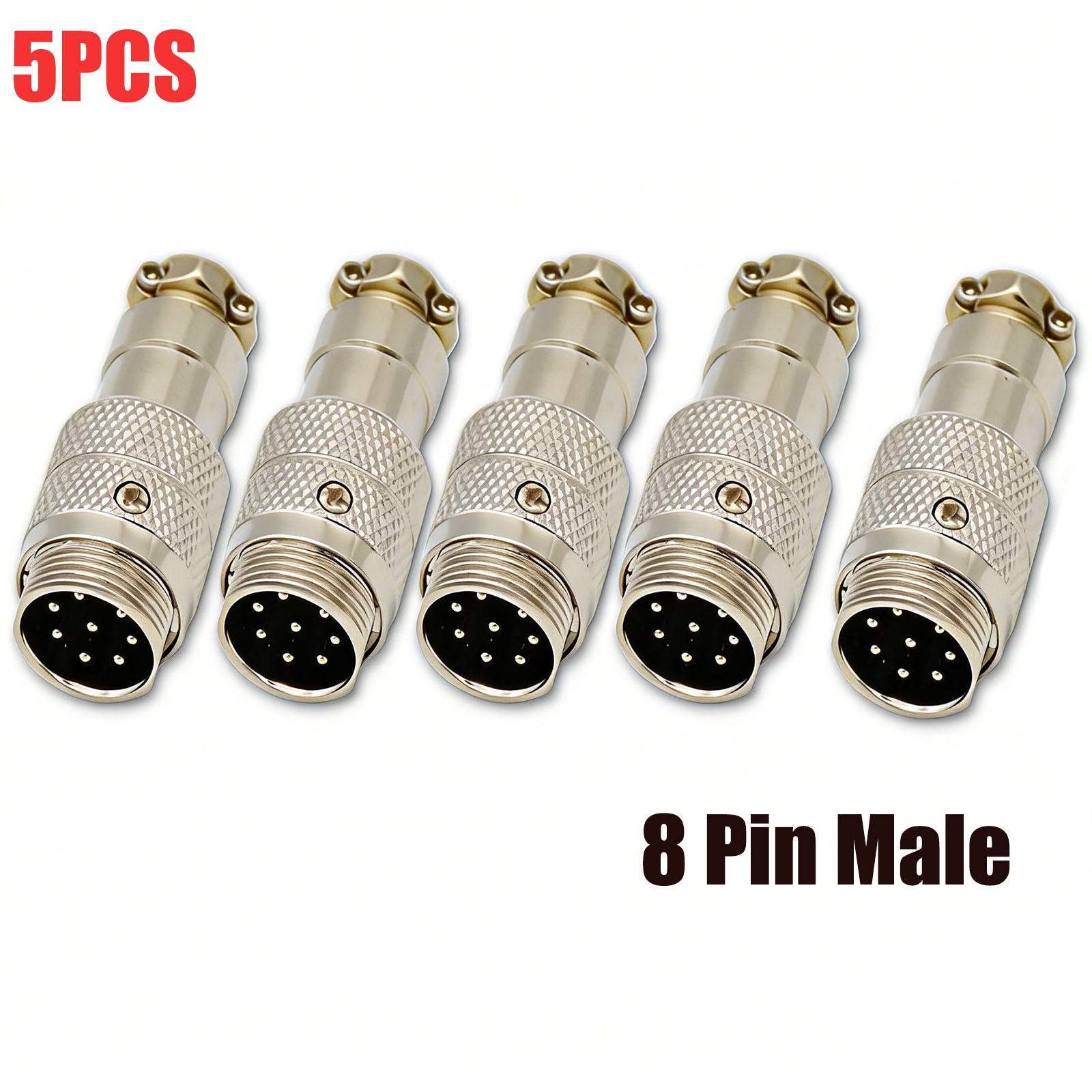 5 PCS 8 Pin Male Mic Connector Plug Solder Type for Ham CB Radio Microphone