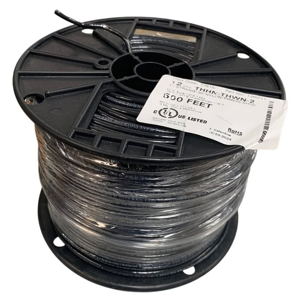 New 500’ 12 AWG THHN THWN RoHS Stranded 600V Copper Wire Spool Red Black White