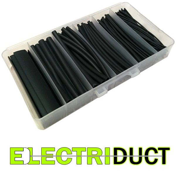 Heat Shrink Boxed KITS – 160 Pieces – 2:1 – Black – Electriduct