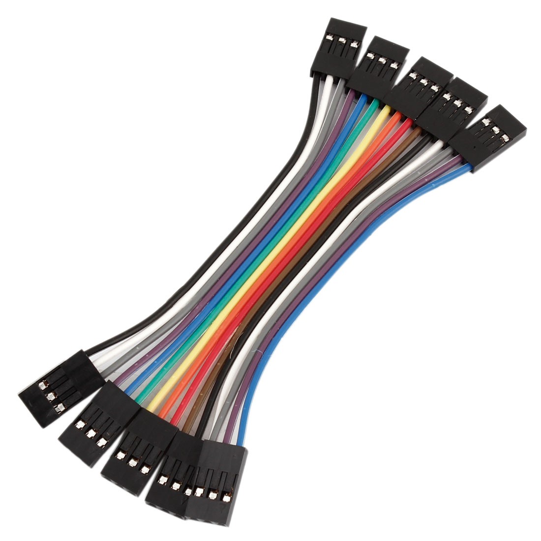 5 Pcs 10cm 2.54mm 3 Pin Female to Female F/F Jumper Wire Cable Connector