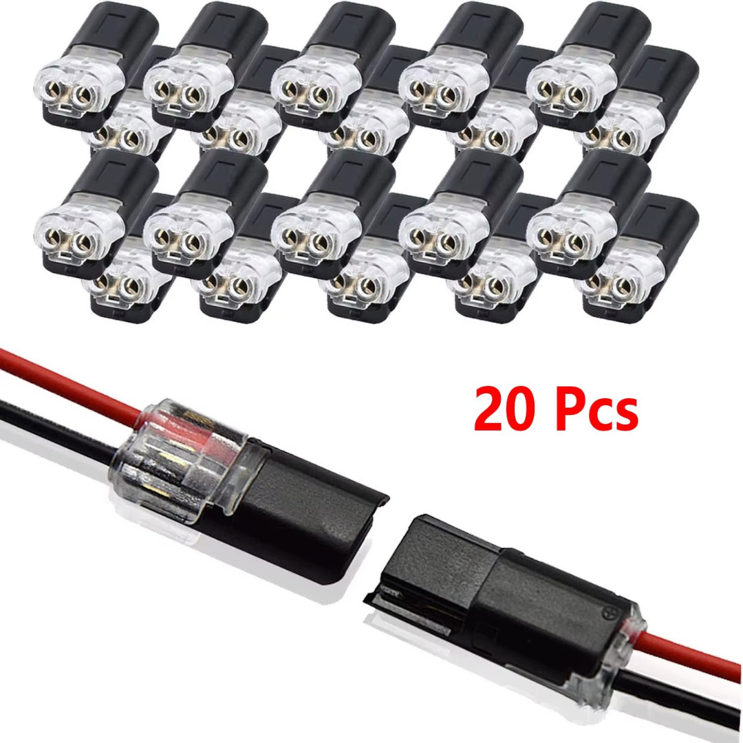 20pcs Double-Wire Plug-in Connector, Cable Clamp with Locking Buckle, AWG 18-22