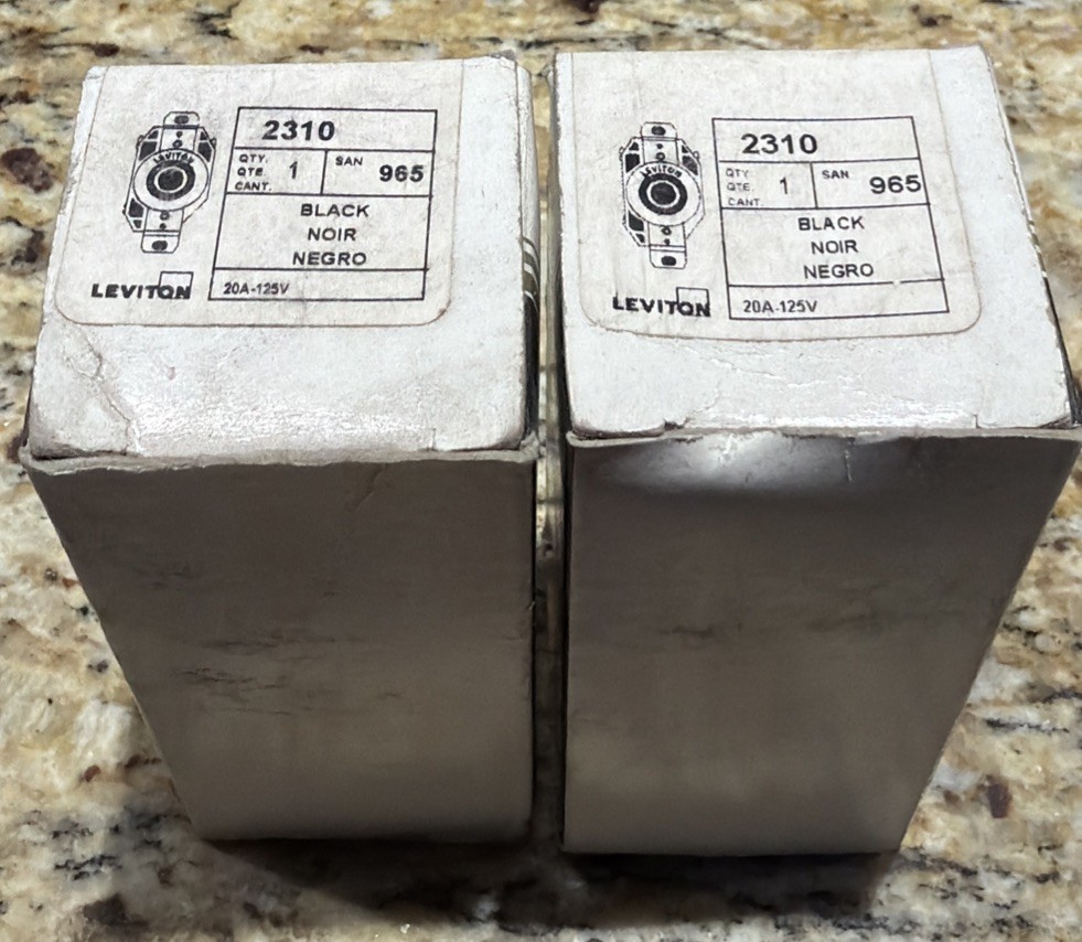 (2)- LEVITON 2310, Locking Device Receptacle, 2P3W Nema L5-20R 20A 125V