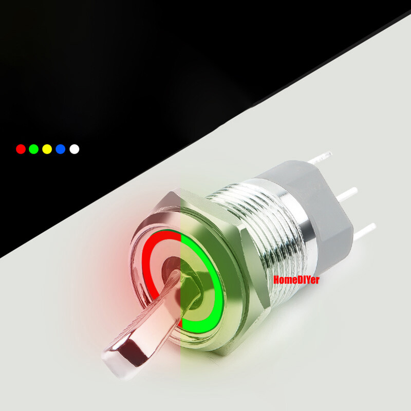 16mm LED Metal Toggle Switches On/Off 2 Positions Waterproof IP65 Button Switch