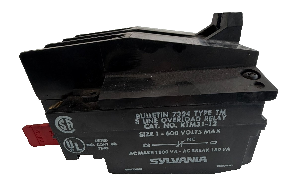NEW SYLVANIA KTM31-12 OVERLOAD RELAY SIZE 1 600V TYPE 7324 TM3 KTM3112