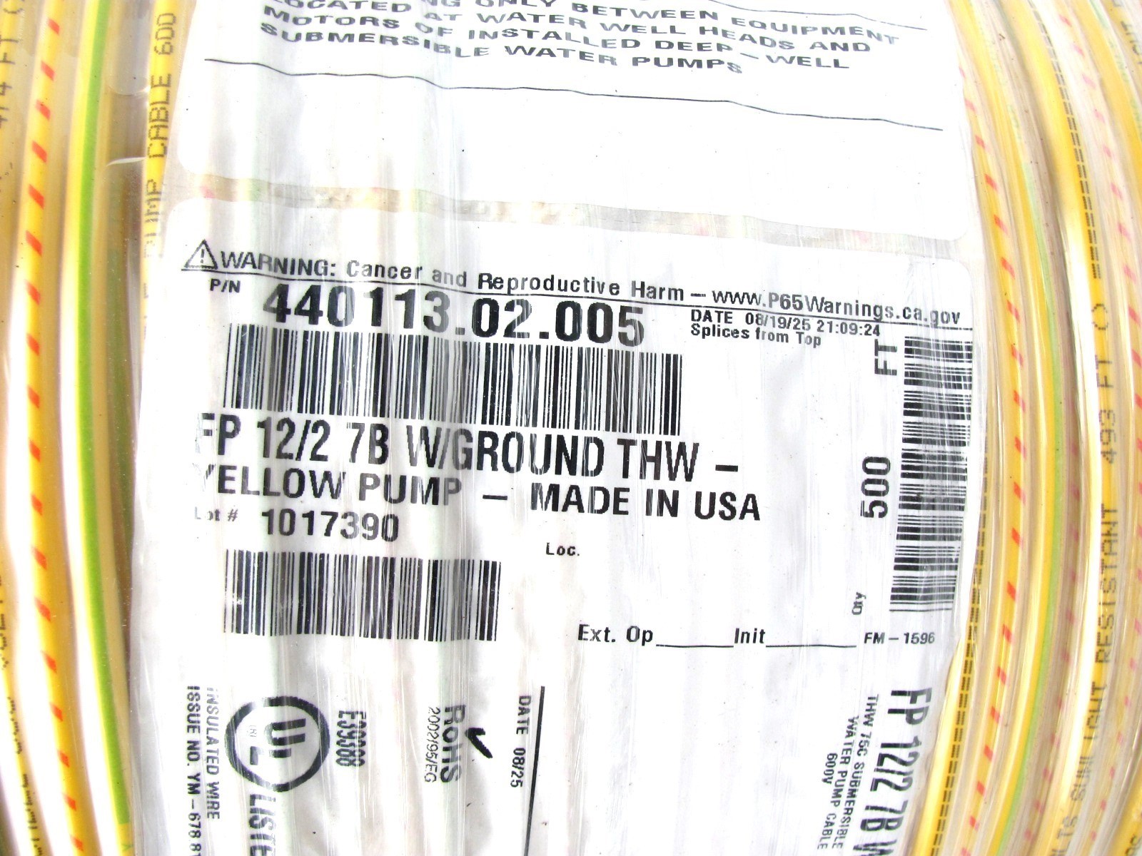 12/2 w/GROUND – FLAT SUBMERSIBLE WATER PUMP WIRE 600V – 10ft (CUT to LENGTH)