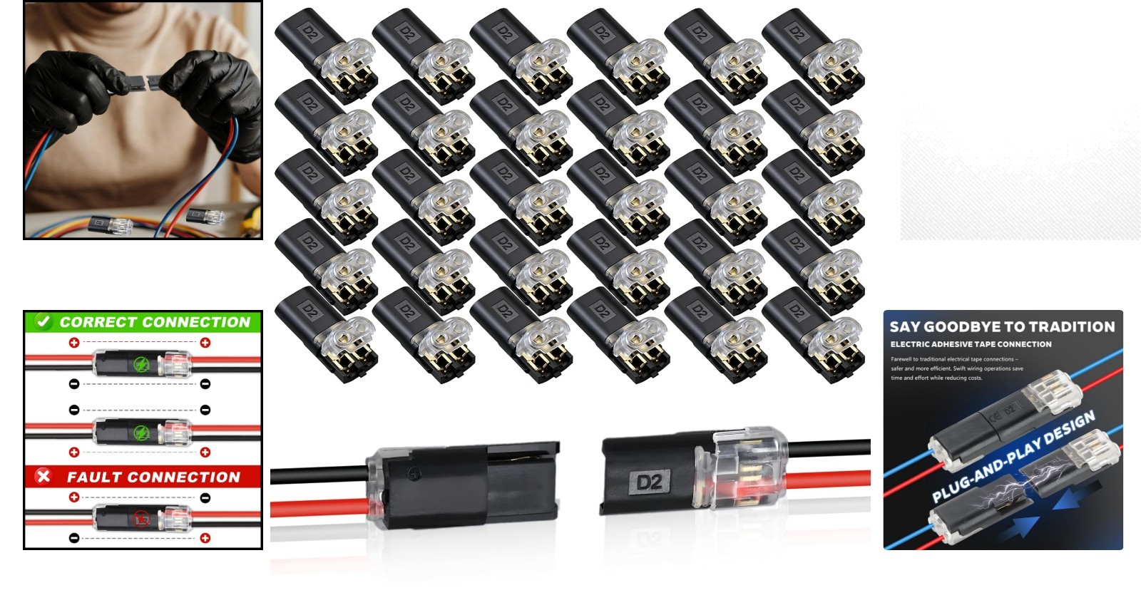 Durable 30PCS Locking Wire Connectors – Tool-Free Quick Connect for DIY Projects