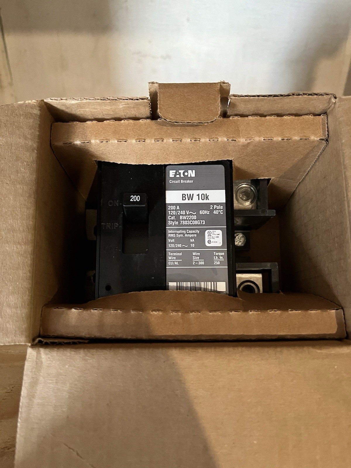 Eaton BW2200 200 Amp 120/240V 2 Pole Main Circuit Breaker NEW FREE SHIPPING!!!