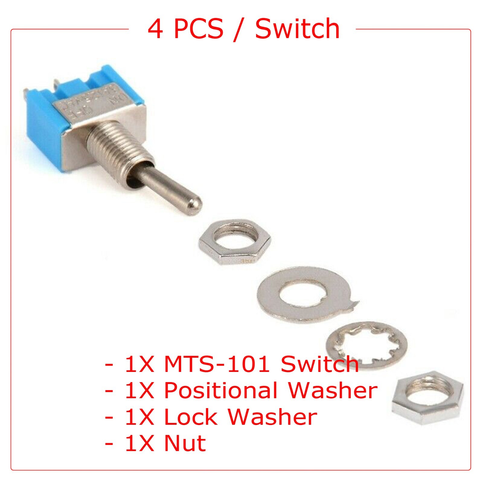 20Pcs MTS-101 2 Position Toggle Switch Kit 2 Pin SPST ON-OFF 6A 125VAC US Stock