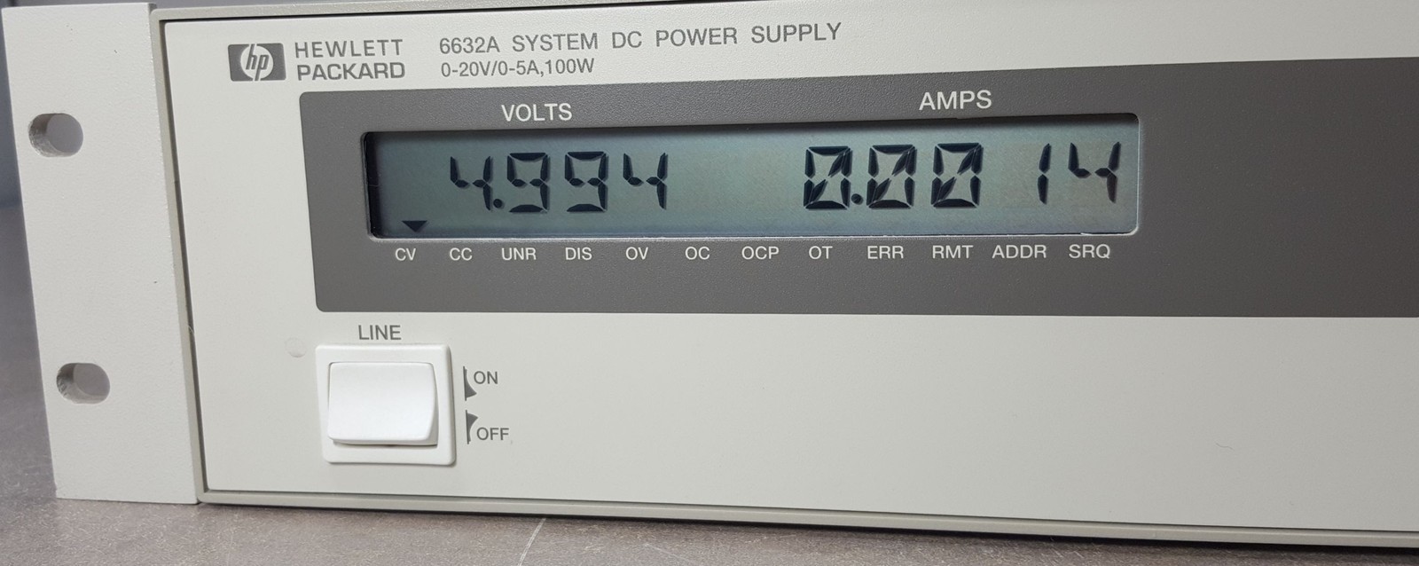 HP 6632A SYSTEM DC POWER SUPPLY, 0-20V/0-5A. 100W. SER.3524A14821. OPT.760