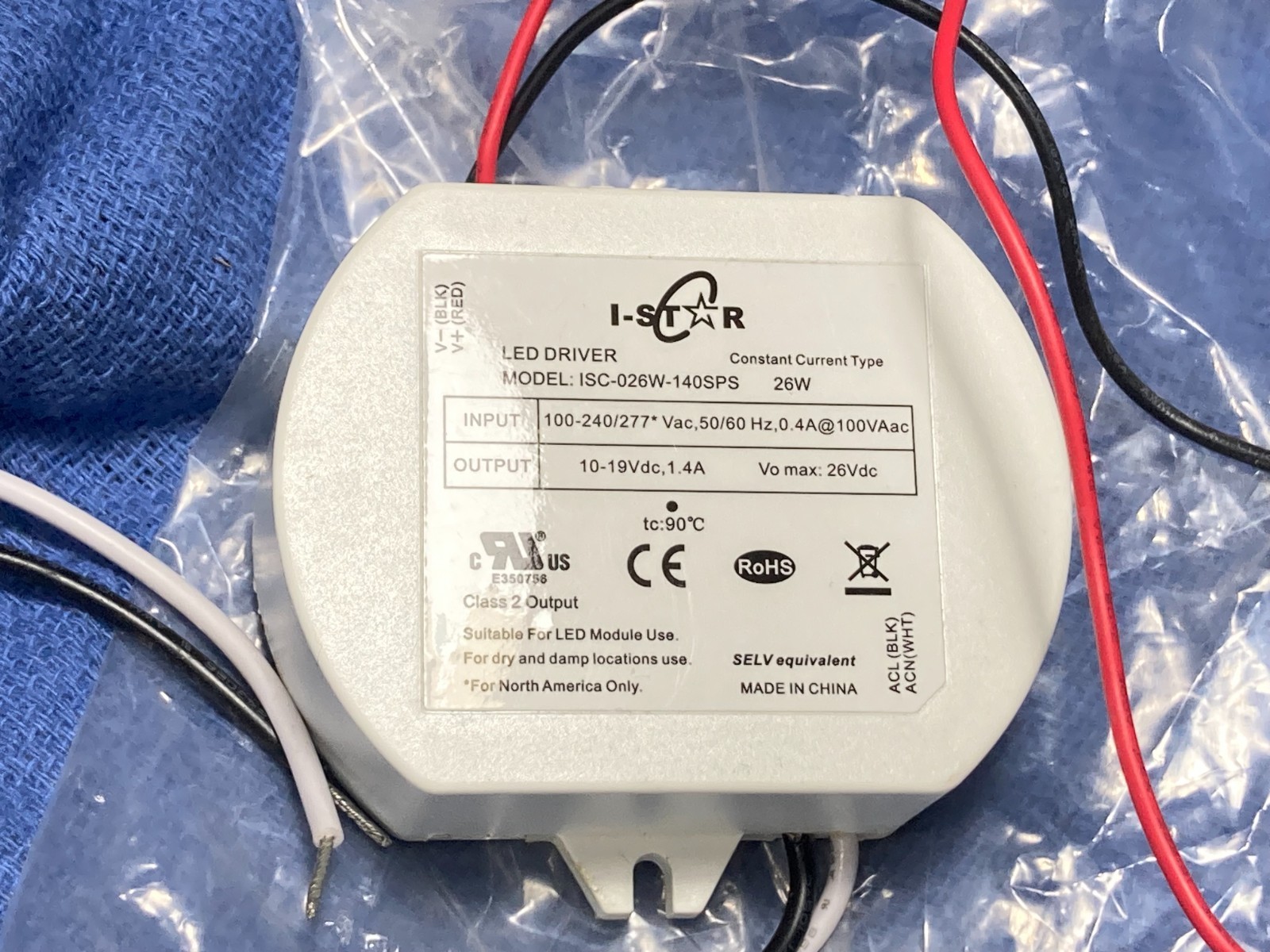 JUST 1 I-STAR ISC-026W-140SPS Constant Current Power Supply 26 WATT LED DRIVER