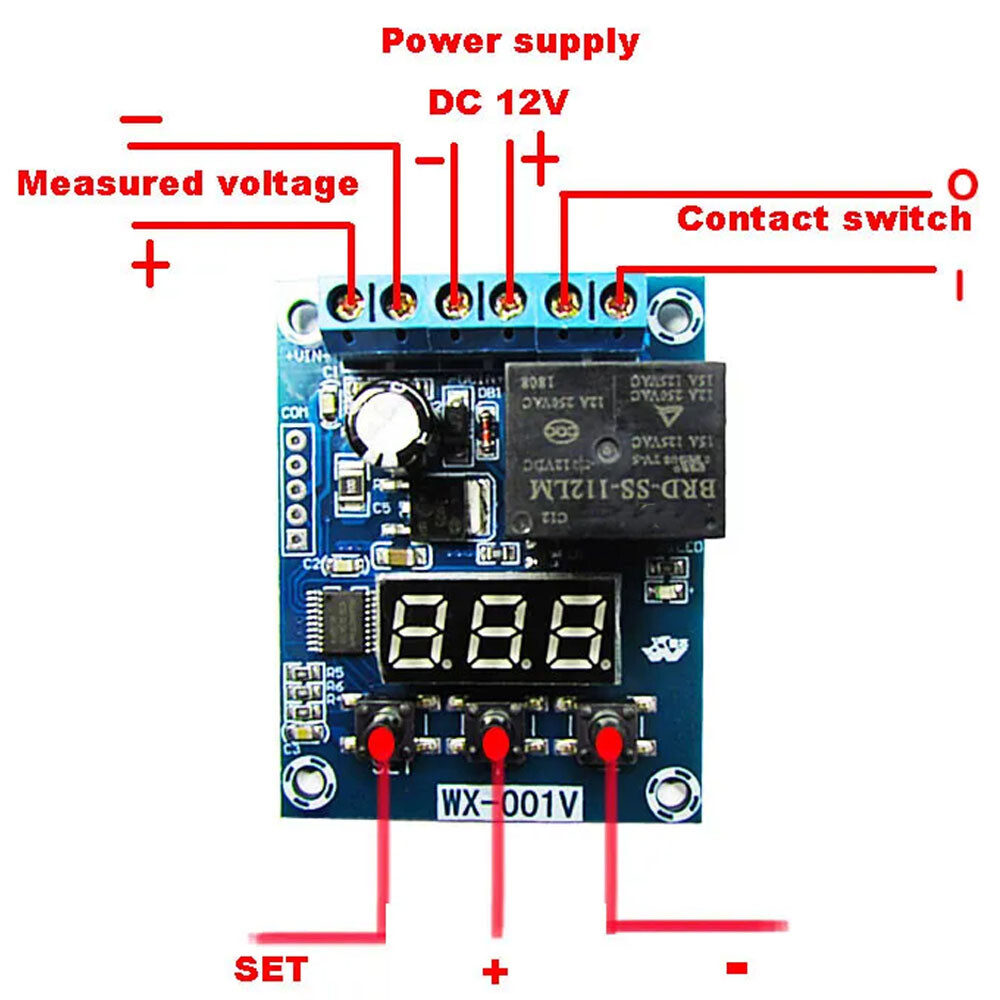 2X DC12V Voltage Detection Module Relay Switch Charging Discharge Monitoring US