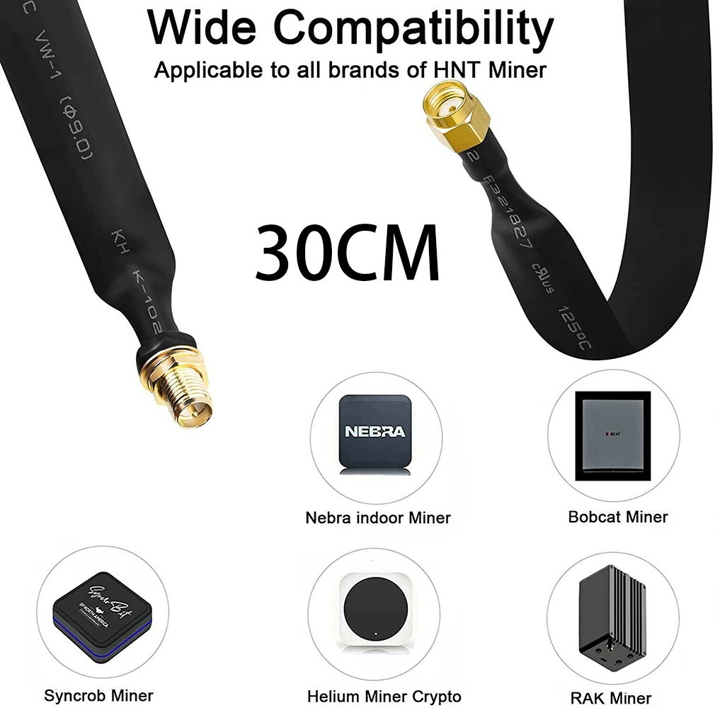 RP-SMA, Helium Ultra Low Loss 30cm Flat Coaxial Cable Extension Pigtail