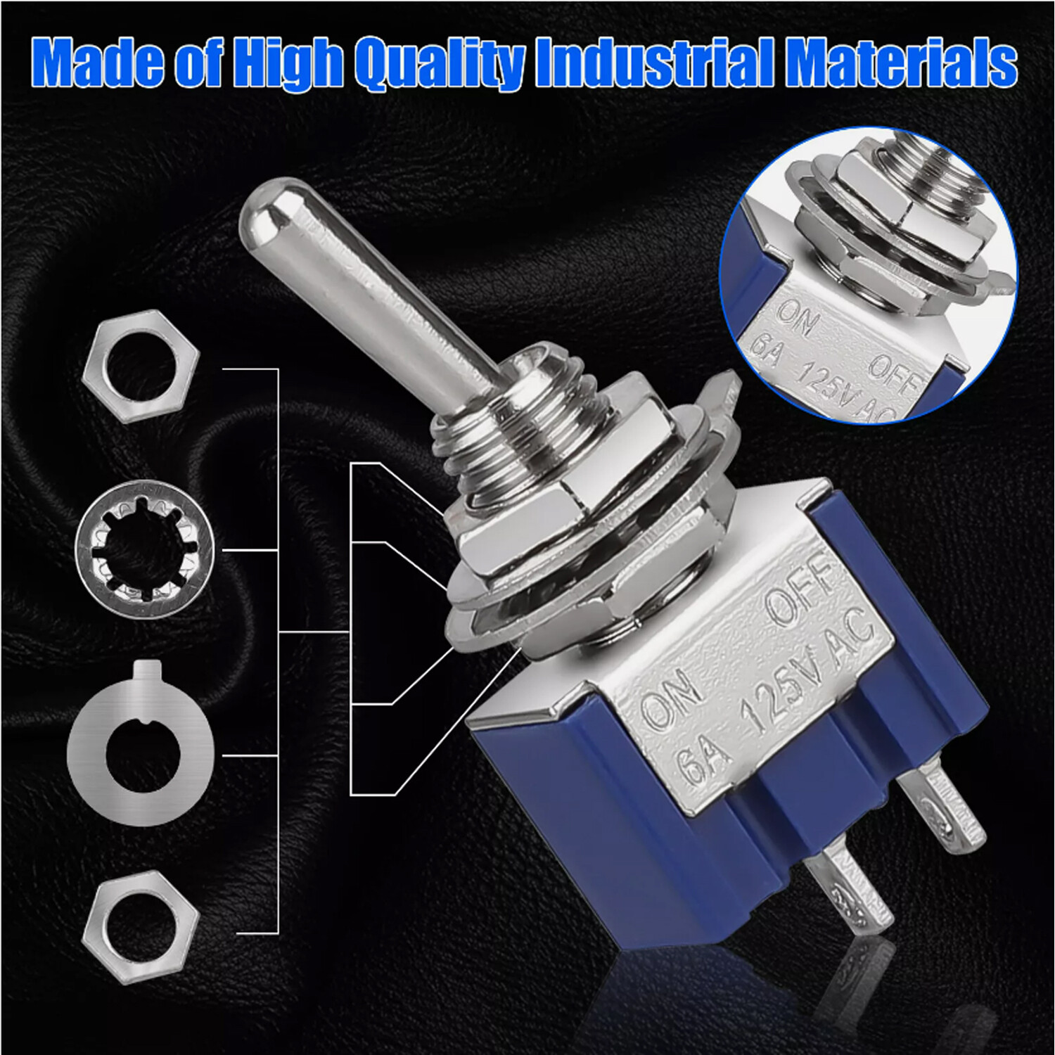 50Pcs MTS-101 2 Position Toggle Switch Kit 2 Pin SPST ON-OFF 6A 125VAC US Stock
