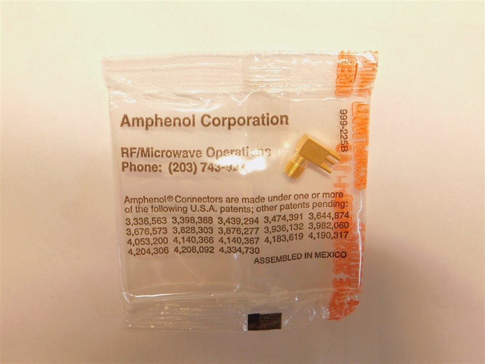 Amphenol RF 901-143 SMA PCB Mount 50 Ohm Through Hole Right Angle Jack