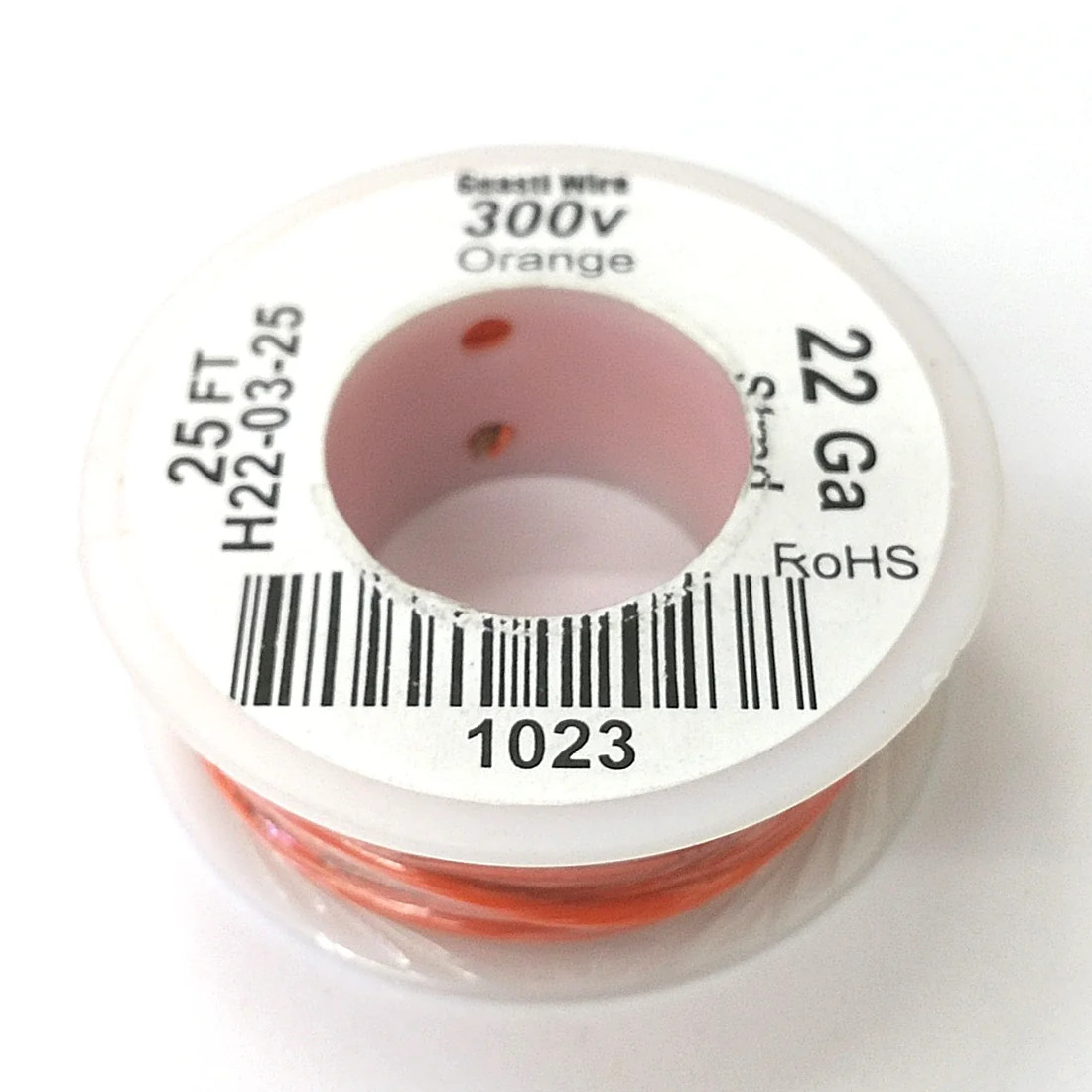 H22-03-25 25FT 22AWG ORANGE Stranded Electronic Hook Up 300V Wire UL1007 80C