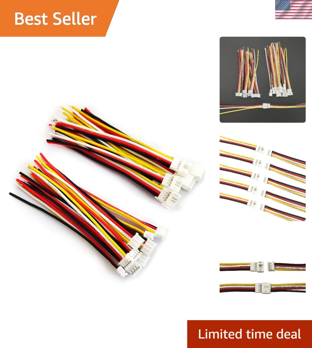 10 Pairs Mini Micro JST PH2.0mm 4Pin Male and Female Connector Plug with 10cm…